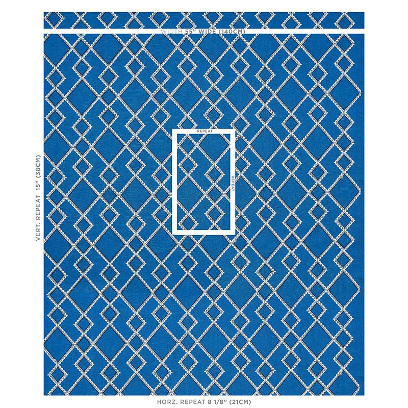 Schumacher Branson Embroidery Blue Fabric