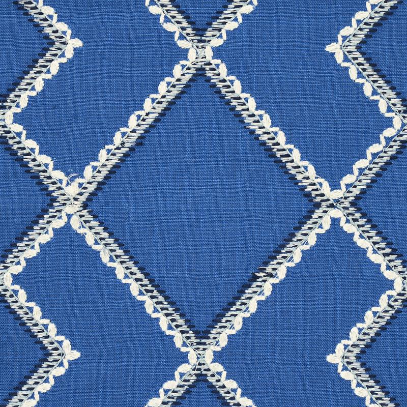 Schumacher Branson Embroidery Blue Fabric