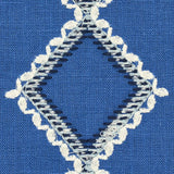 Schumacher Branson Embroidery Blue Fabric