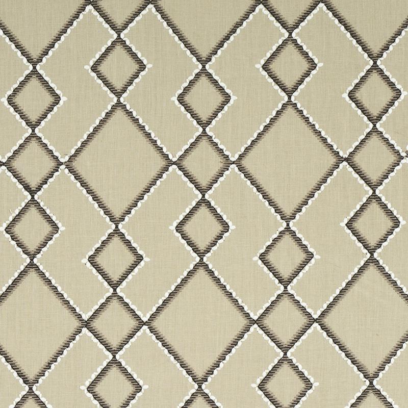 Schumacher Branson Embroidery Taupe Fabric