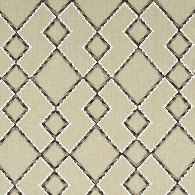 Schumacher Branson Embroidery Taupe Fabric