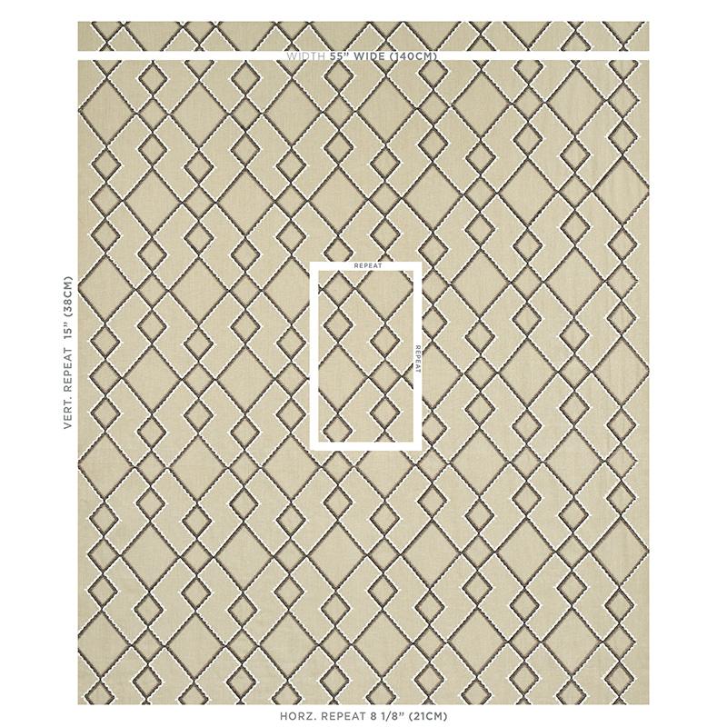 Schumacher Branson Embroidery Taupe Fabric