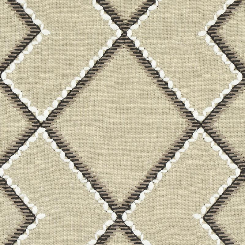 Schumacher Branson Embroidery Taupe Fabric