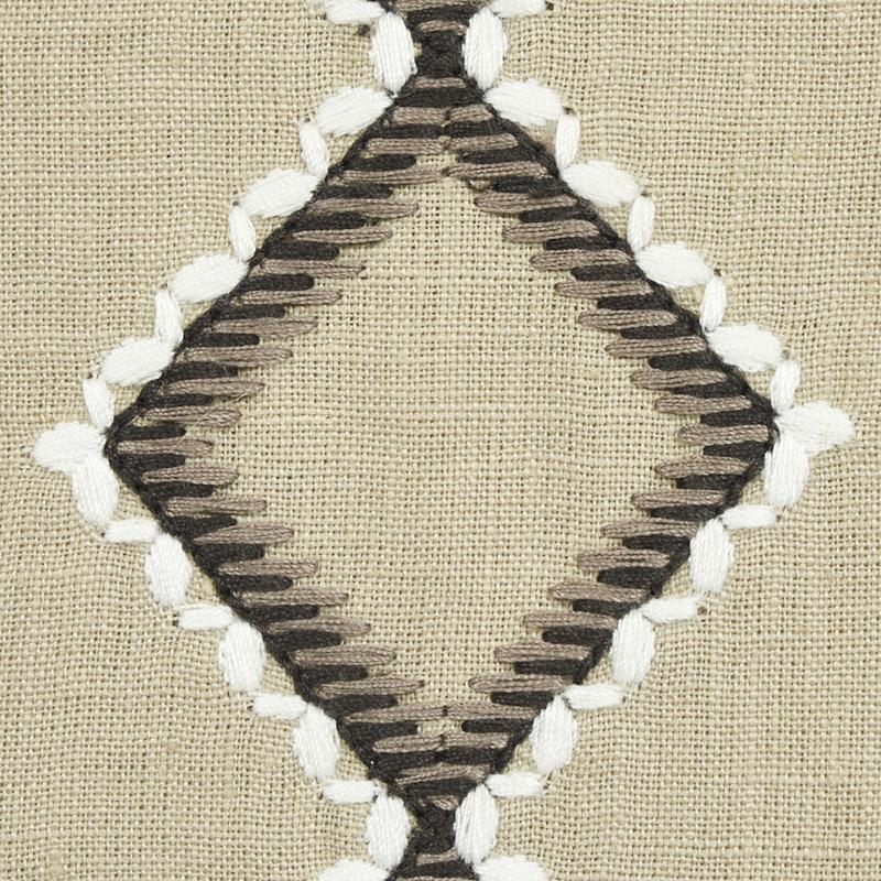 Schumacher Branson Embroidery Taupe Fabric