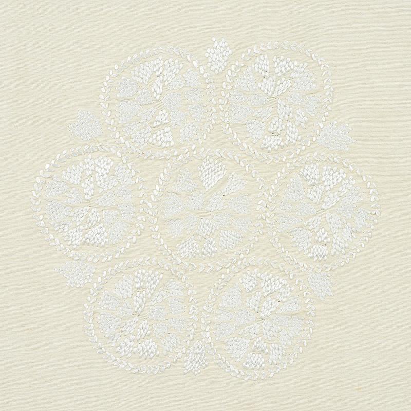 Schumacher Isla Hand Embroidery Ivory Fabric