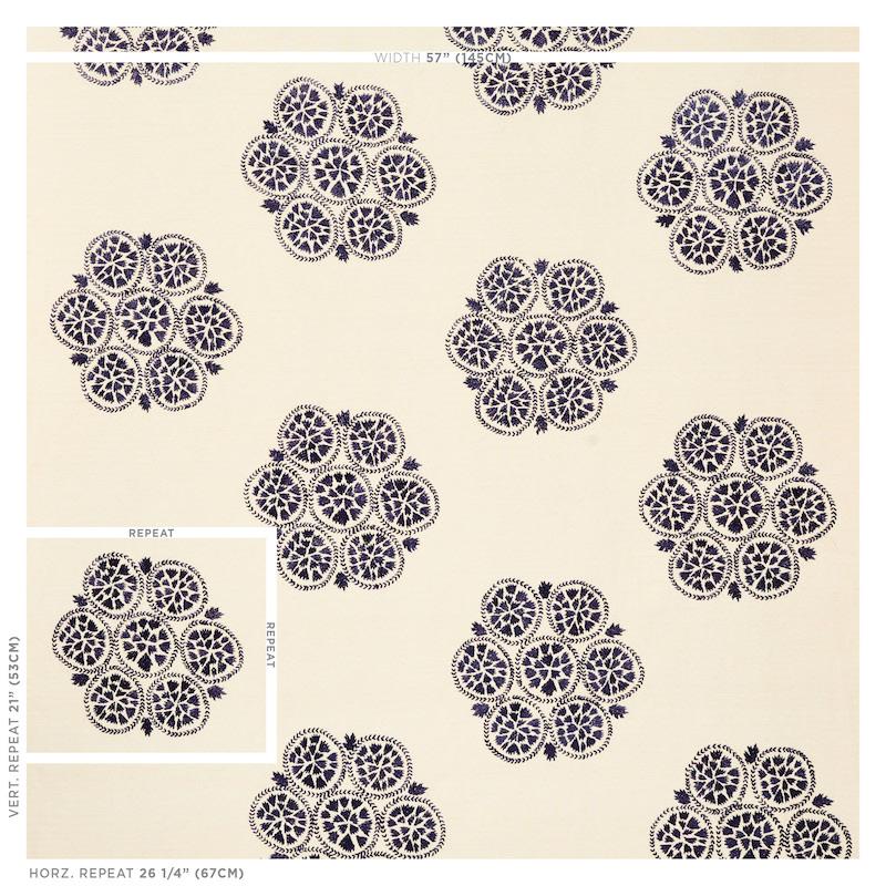Schumacher Isla Hand Embroidery Slate Fabric