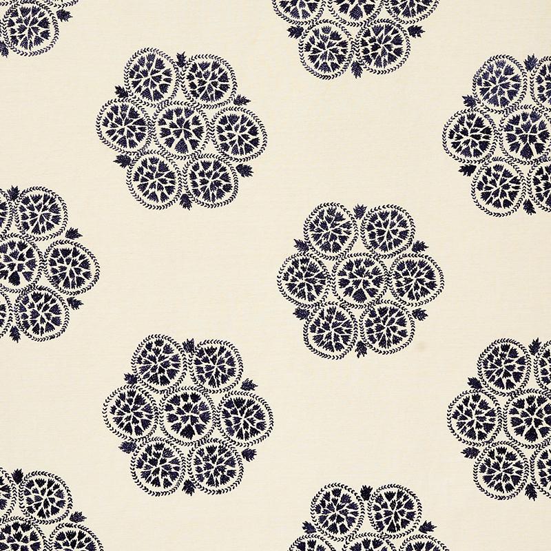 Schumacher Isla Hand Embroidery Slate Fabric