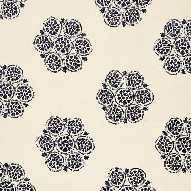 Schumacher Isla Hand Embroidery Slate Fabric