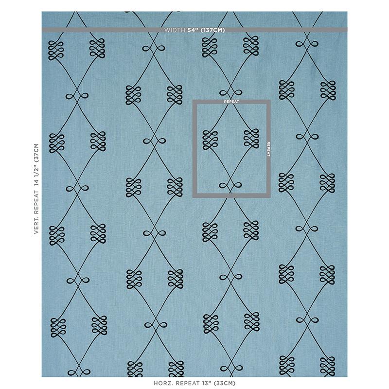 Schumacher Nicolette Embroidery Dusty Blue Fabric