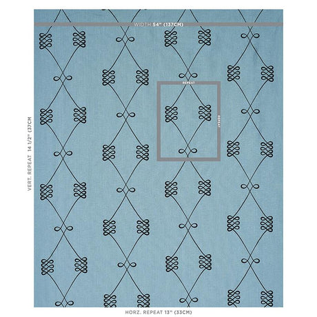 Schumacher Nicolette Embroidery Dusty Blue Fabric