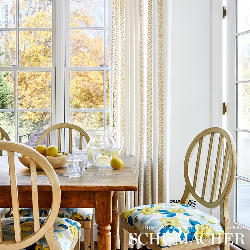 Schumacher Camile Embroidery Yellow Fabric