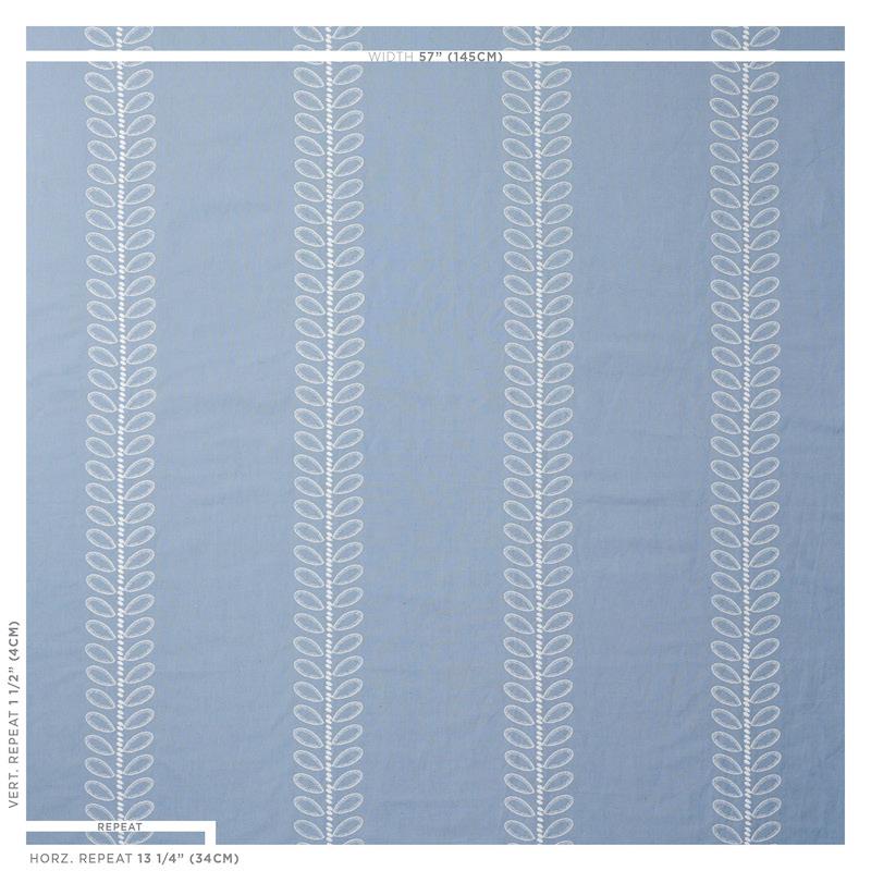 Schumacher Camile Embroidery Sky Fabric