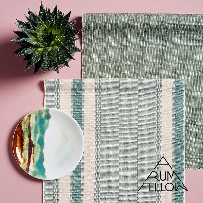 Schumacher Ipala Hand Woven Stripe Duck Egg Fabric