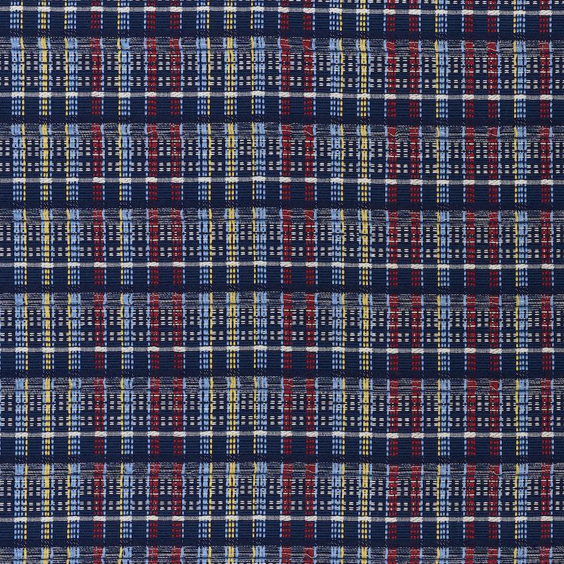Schumacher Zealand Check Navy Multi Fabric