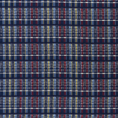 Schumacher Zealand Check Navy Multi Fabric