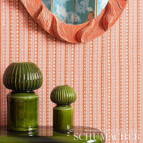 Schumacher Tarnby Stripe Coral Fabric