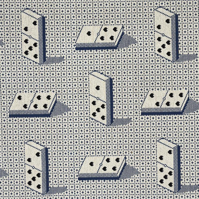 Schumacher Domino Pingl Blue Fabric