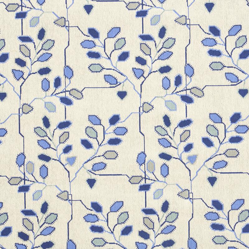 Schumacher Tumble Weed Épinglé Delft Blue Fabric – DecoratorsBest