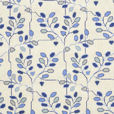 Schumacher Tumble Weed Pingl Delft Blue Fabric