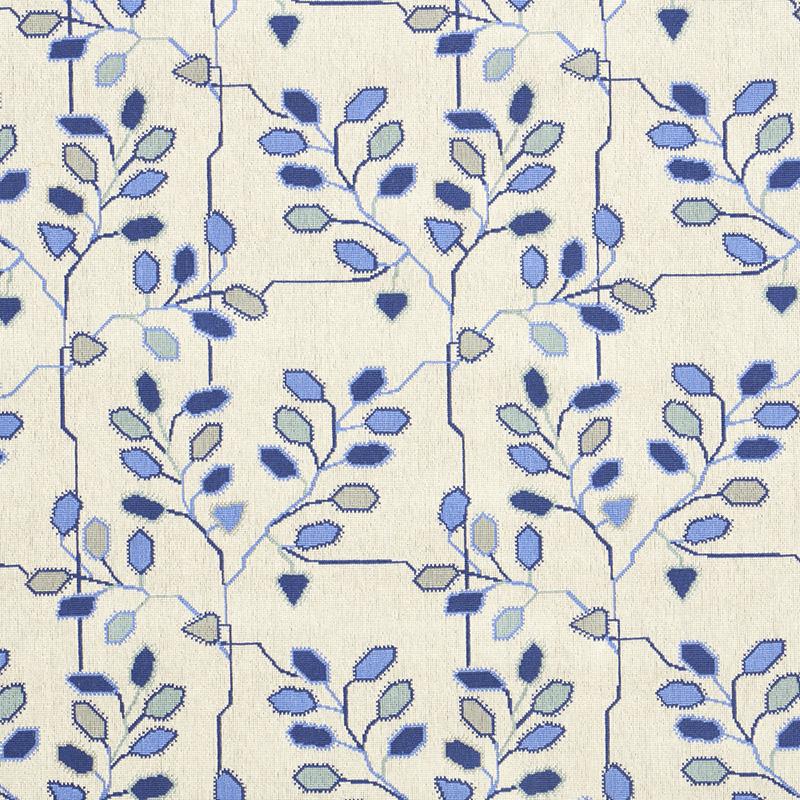Schumacher Tumble Weed Pingl Delft Blue Fabric