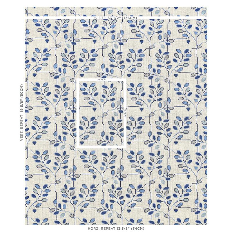Schumacher Tumble Weed Pingl Delft Blue Fabric