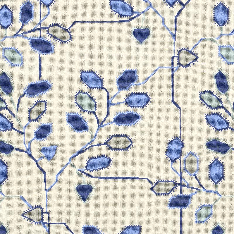 Schumacher Tumble Weed Pingl Delft Blue Fabric