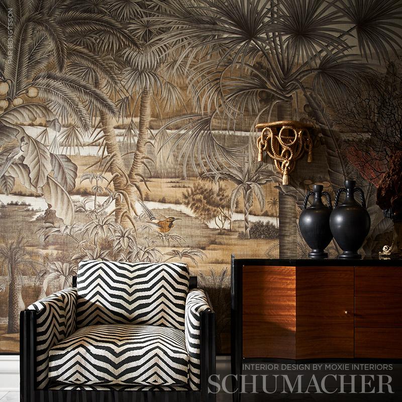 Schumacher Arcure Pingl Zebra Black Fabric