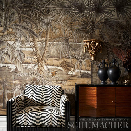 Schumacher Arcure Pingl Zebra Black Fabric