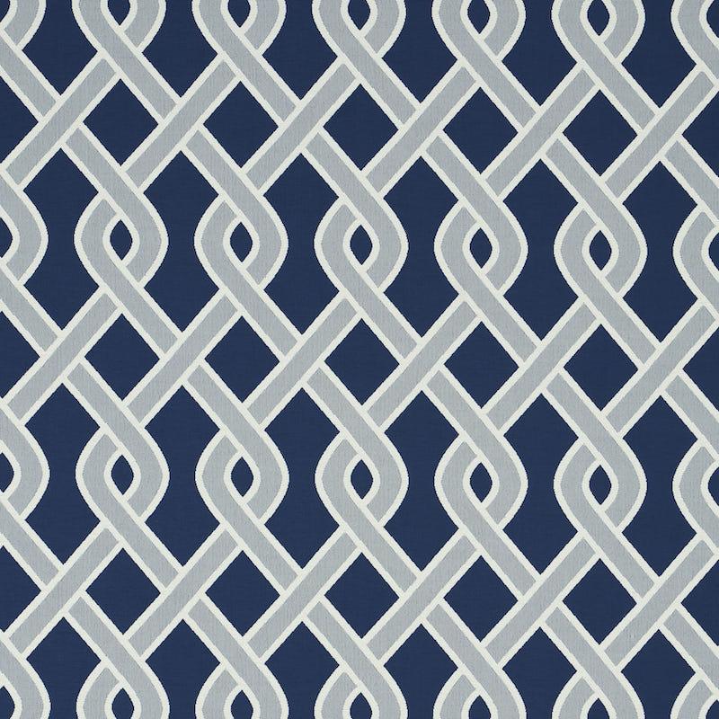 Schumacher Cleo Trellis Indoor/Outdoor Blue Fabric
