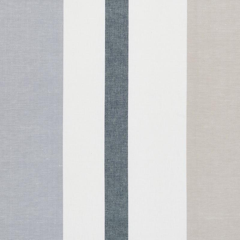 Schumacher Lolland Linen Stripe Grey & Sand Fabric