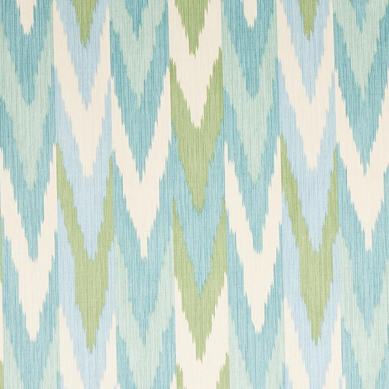 Schumacher Kashgar Velvet Ikat Mineral & Leaf Fabric
