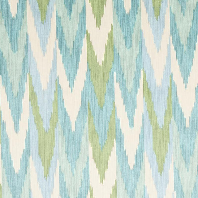 Schumacher Kashgar Velvet Ikat Mineral & Leaf Fabric