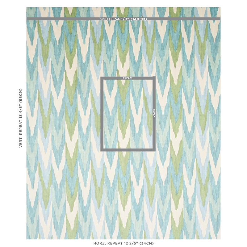 Schumacher Kashgar Velvet Ikat Mineral & Leaf Fabric