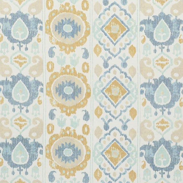 Schumacher Elizia Ikat Sky & Ochre Fabric
