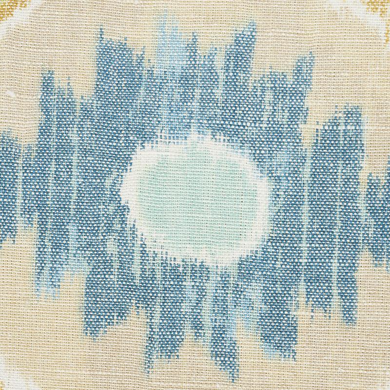 Schumacher Elizia Ikat Sky & Ochre Fabric