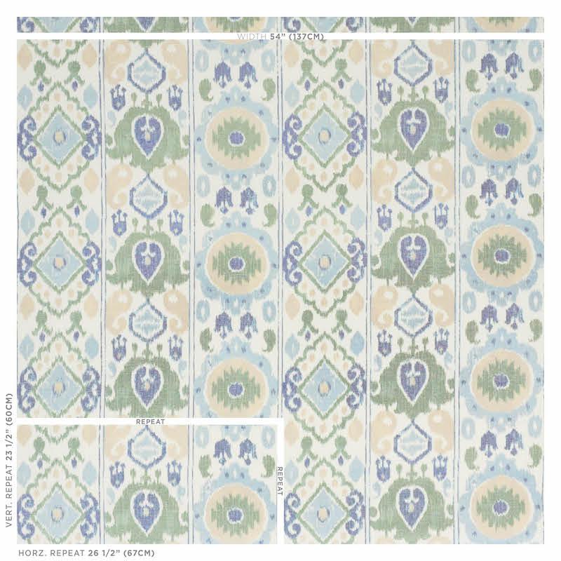 Schumacher Elizia Ikat Green & Blue Fabric