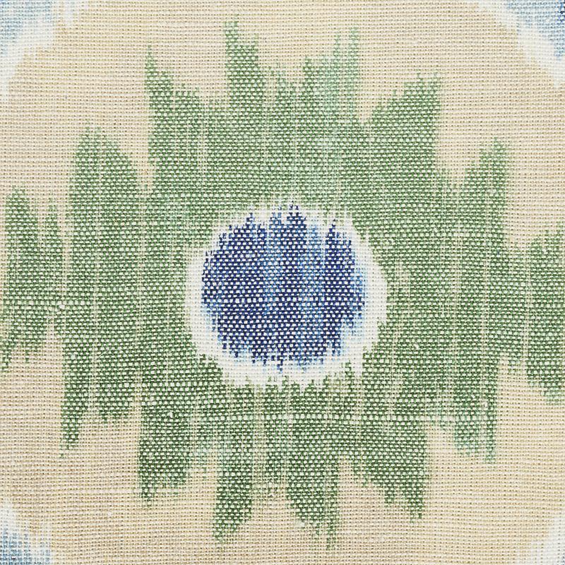 Schumacher Elizia Ikat Green & Blue Fabric