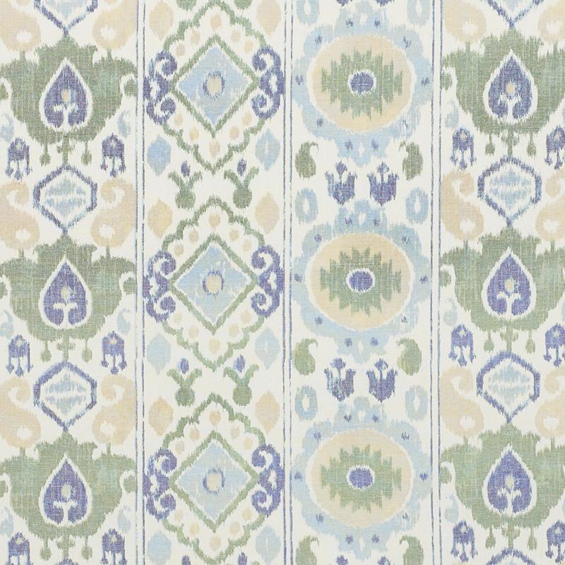 Schumacher Elizia Ikat Green & Blue Fabric