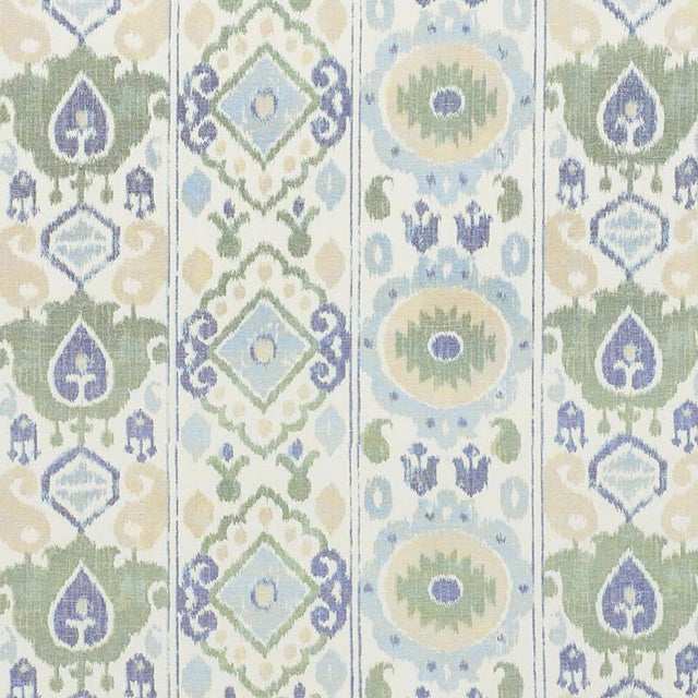 Schumacher Elizia Ikat Green & Blue Fabric