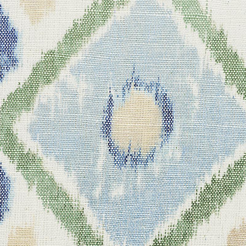 Schumacher Elizia Ikat Green & Blue Fabric