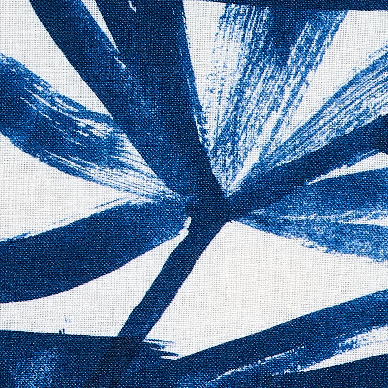 Schumacher Sunlit Palm Linen Blue Fabric