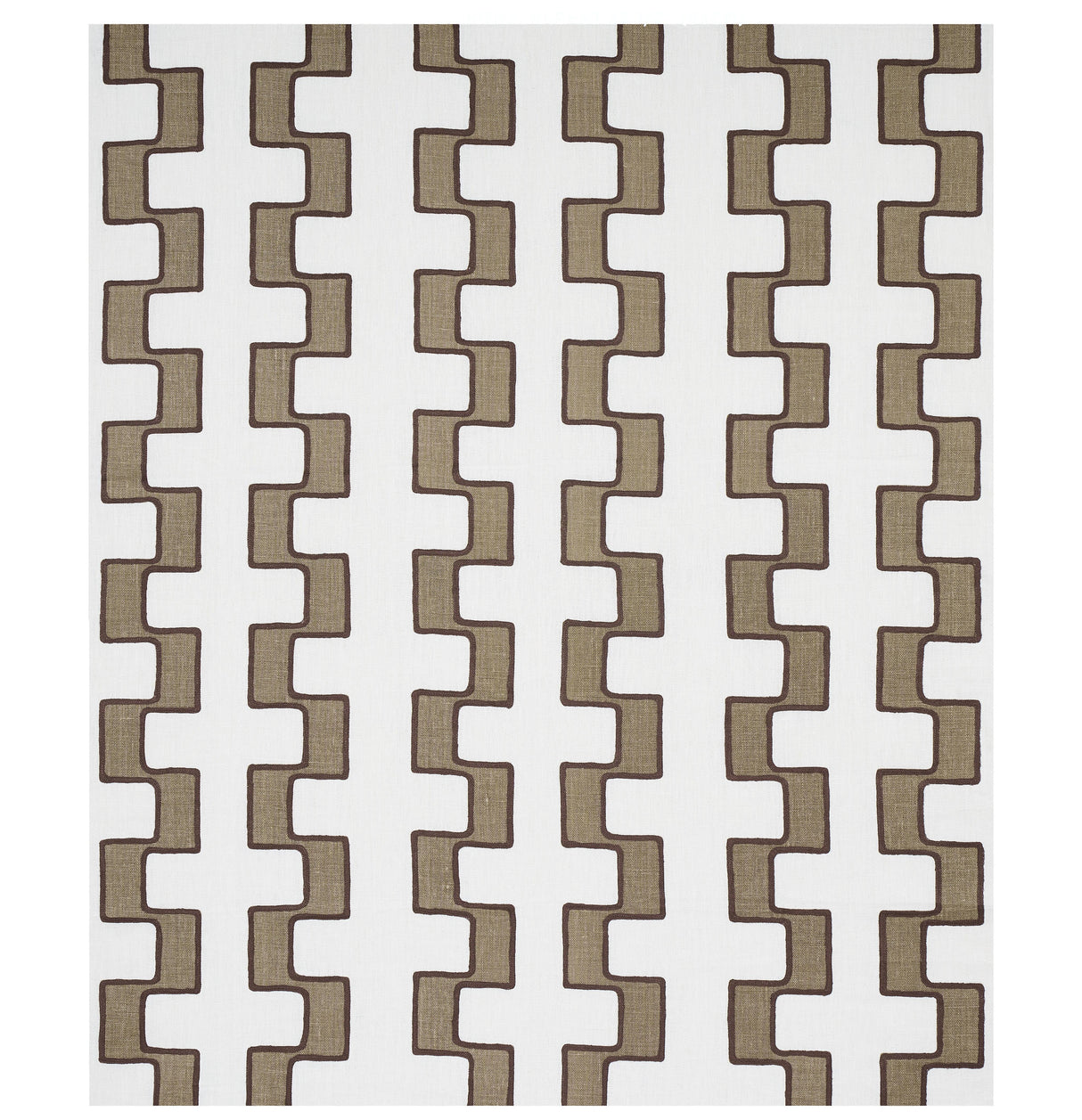 Schumacher Dixon Embroidered Print Linen Neutral Fabric