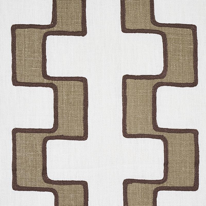 Schumacher Dixon Embroidered Print Linen Neutral Fabric