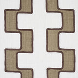 Schumacher Dixon Embroidered Print Linen Neutral Fabric