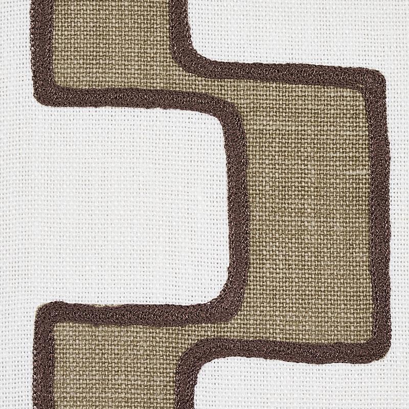 Schumacher Dixon Embroidered Print Linen Neutral Fabric