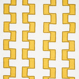 Schumacher Dixon Embroidered Print Linen Yellow Fabric