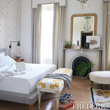 Schumacher Dixon Embroidered Print Linen Yellow Fabric