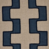 Schumacher Dixon Embroidered Print Linen Blue Fabric