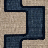 Schumacher Dixon Embroidered Print Linen Blue Fabric