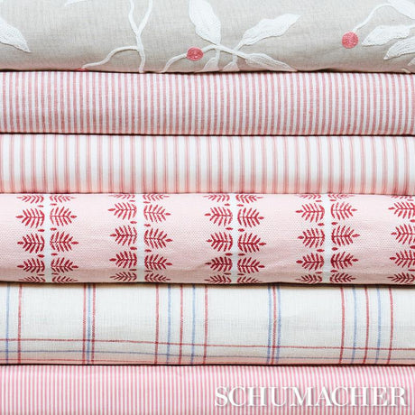 Schumacher Wellfleet Ticking Stripe Pink Fabric